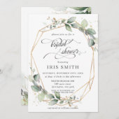 緑の葉のブライダルシャワー幾何学的 招待状 (正面/裏面)