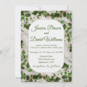 緑の葉のミニマル結婚式招待状 招待状 (正面)