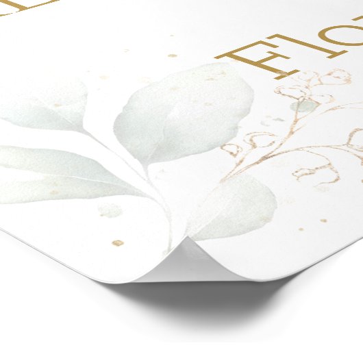 緑の葉のリハーサルディナーウェルカムサイン ポスター (角)