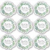 緑の葉のリースありがとう シール (正面)