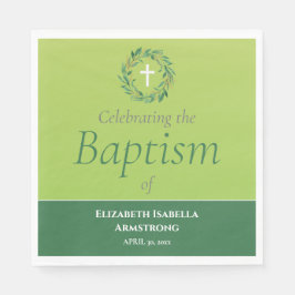 緑の葉のリースとクロス春バプテスマ スタンダードランチョンナプキン