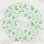 緑の葉のリースパーソナライズされたブライダルシャワー ワイングラスタグ (裏面)