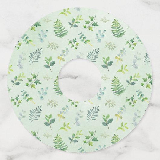 緑の葉のリースパーソナライズされたブライダルシャワー ワイングラスタグ (裏面)