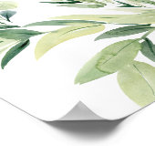 緑の葉のリースボホ結婚の座席表 ポスター (角)