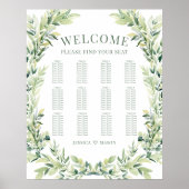 緑の葉のリースボホ結婚の座席表 ポスター (正面)