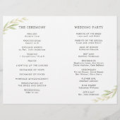 緑の葉のリース折り畳み結婚式 プログラム (裏面)