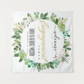 緑の葉のリース水の色の婚約歓迎 タペストリー (正面(横))