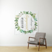 緑の葉のリース水の色の婚約歓迎 タペストリー (インサイチュ(横))