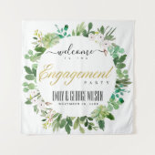 緑の葉のリース水の色の婚約歓迎 タペストリー (正面)