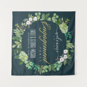 緑の葉のリース水の色の婚約歓迎 タペストリー (正面(横))