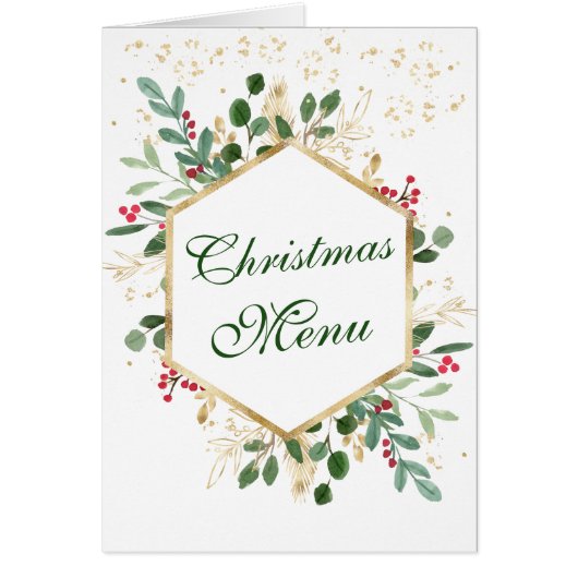 緑の葉のレッド・ベリ結婚ーのクリスマス・メニュー (正面)