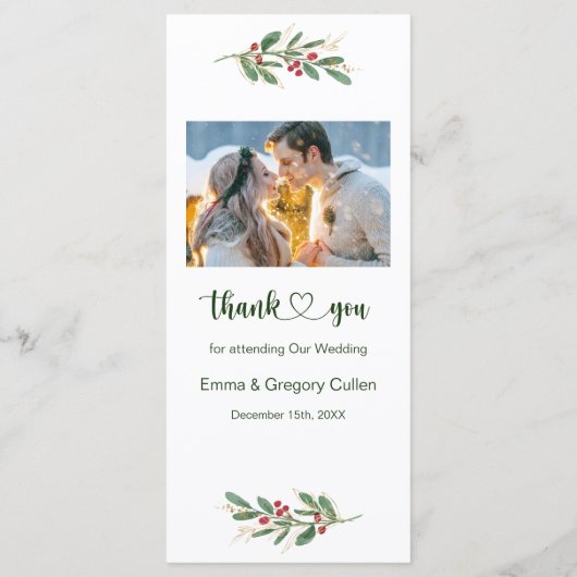 緑の葉のレッド・ベリ結婚ーのクリスマス・メニュー メニュー (裏面)