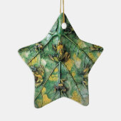 緑の葉の上の小さなカエル、スター セラミックオーナメント (右)