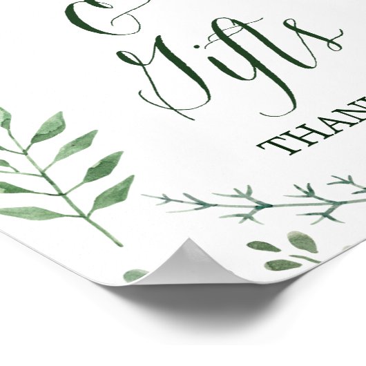 緑の葉の付いた素朴なリースのカード&ギフト サイン (角)