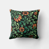 緑の葉の付いた複雑な花模様 クッション (裏面)