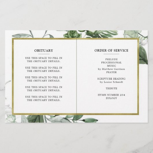 緑の葉の写真お祝いの生活プログラム (裏面)