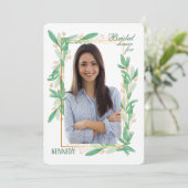 緑の葉の写真招待状 招待状 (スタンド正面)