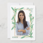 緑の葉の写真招待状 招待状 (正面)