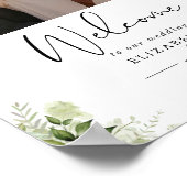 緑の葉の写真結婚の歓迎サイン ポスター (角)