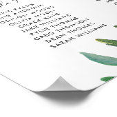 緑の葉の多い植物結婚のシーティングチャート ポスター (角)