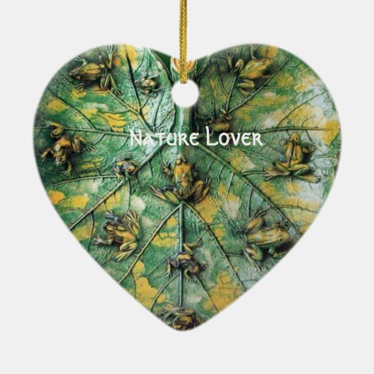 緑の葉の小さなカエル セラミックオーナメント (裏面)