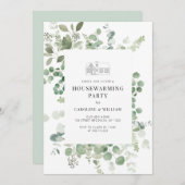 緑の葉の引っ越し祝いパーティー 招待状 (正面/裏面)