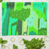 緑の葉の抽象芸術 キッチンタオル (折り畳み)