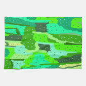 緑の葉の抽象芸術 キッチンタオル (横)