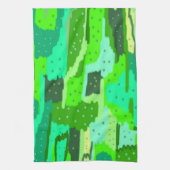 緑の葉の抽象芸術 キッチンタオル (縦)