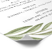 緑の葉の書道結婚の飲み物バー ポスター (角)