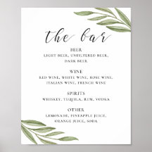 緑の葉の書道結婚の飲み物バー