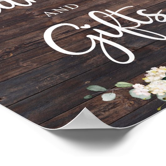 緑の葉の木の素朴なカードとギフトのサイン ポスター (角)