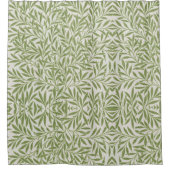 緑の葉の枝のパターン シャワーカーテン (正面)