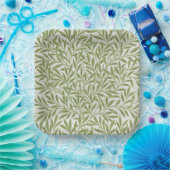 緑の葉の枝の模様 ペーパープレート (パーティー)