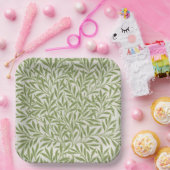 緑の葉の枝の模様 ペーパープレート (パーティー)