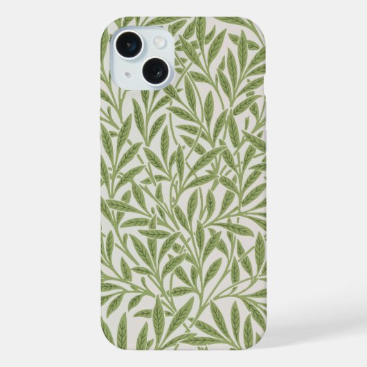 緑の葉の枝の模様 iPhoneケース (裏面)