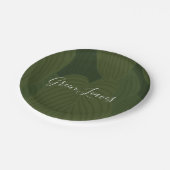 緑の葉の植物自然パターン ペーパープレート (アングル)