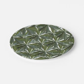 緑の葉の模様 ペーパープレート (アングル)