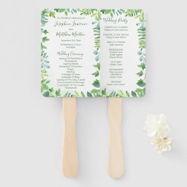 緑の葉の水のカラー結婚式 プログラム ハンドファン