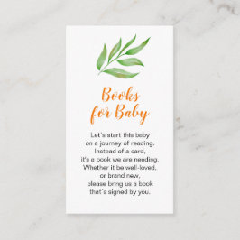緑の葉の水の色ベビーシャワーブックリクエスト エンクロージャーカード