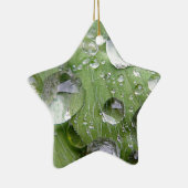 緑の葉の水滴 セラミックオーナメント (右)