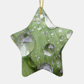 緑の葉の水滴 セラミックオーナメント (左)