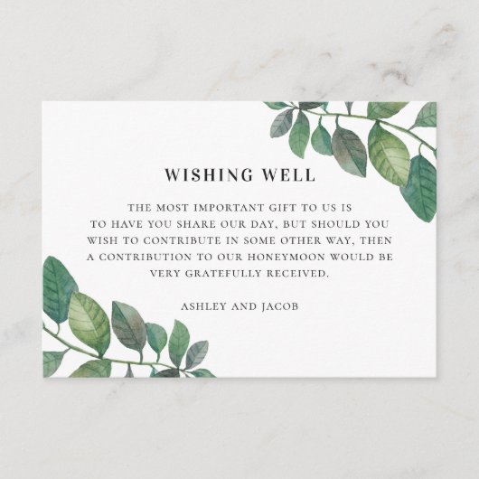 緑の葉の水結婚色が強い エンクロージャーカード (正面)