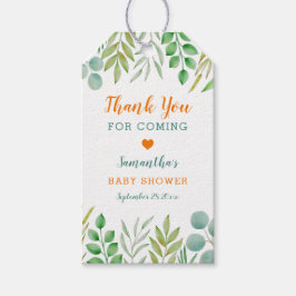 緑の葉の水色の植物ありがとう ギフトタグ