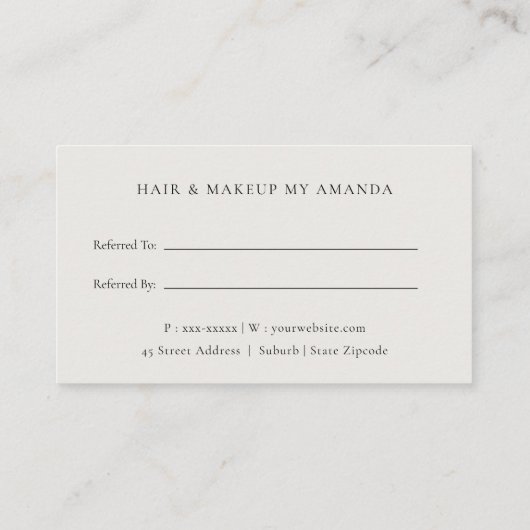 緑の葉の熱帯の葉シダ友人を参照 名刺 (裏面)