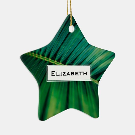 緑の葉の熱帯ジャングル自然写真 セラミックオーナメント (右)