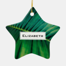 緑の葉の熱帯ジャングル自然写真 セラミックオーナメント