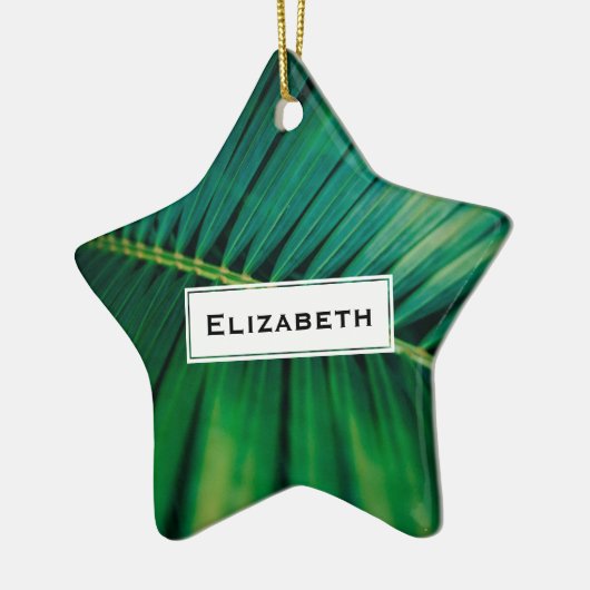 緑の葉の熱帯ジャングル自然写真 セラミックオーナメント (左)