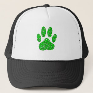 緑の葉の犬の前足のプリント キャップ