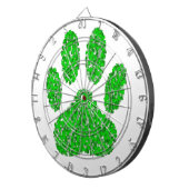 緑の葉の犬の前足のプリント ダーツボード (正面右)